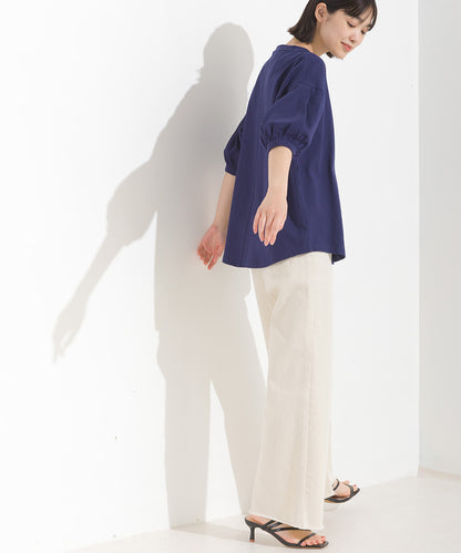 【OMNES】超撥水加工 タックボリューム半袖Tシャツ【7122-5300】
