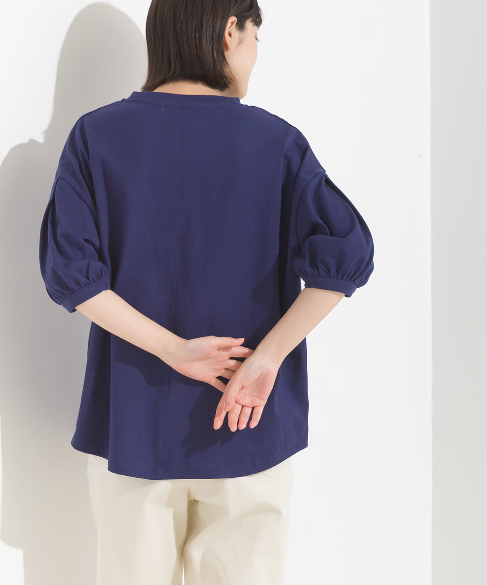 【OMNES】超撥水加工 タックボリューム半袖Tシャツ【7122-5300】