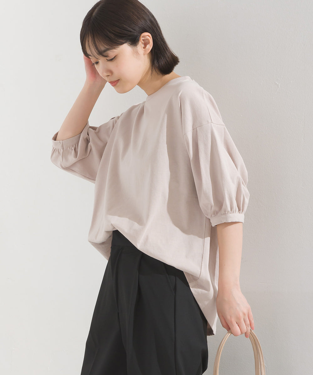 【OMNES】超撥水加工 タックボリューム半袖Tシャツ【7122-5300】