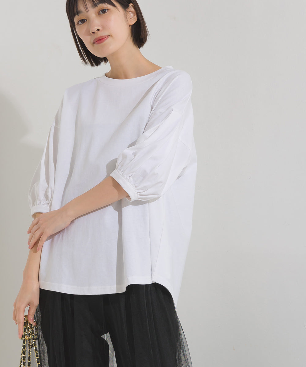 【OMNES】超撥水加工 タックボリューム半袖Tシャツ【7122-5300】