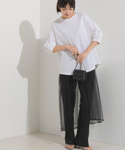 【OMNES】超撥水加工 タックボリューム半袖Tシャツ【7122-5300】
