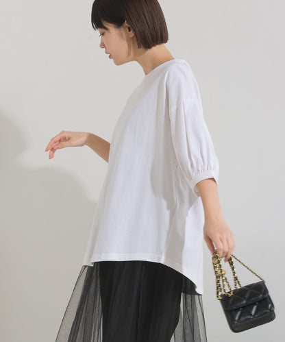 【OMNES】超撥水加工 タックボリューム半袖Tシャツ【7122-5300】