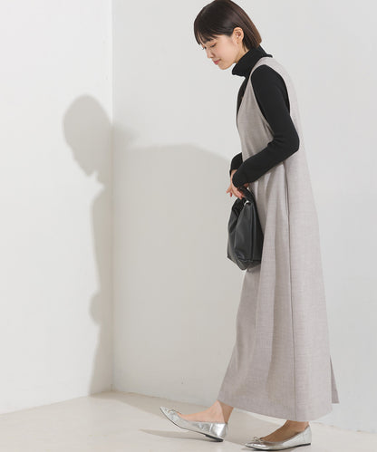【OMNES】ストレッチ杢Vネックワンピース【7122-9073】
