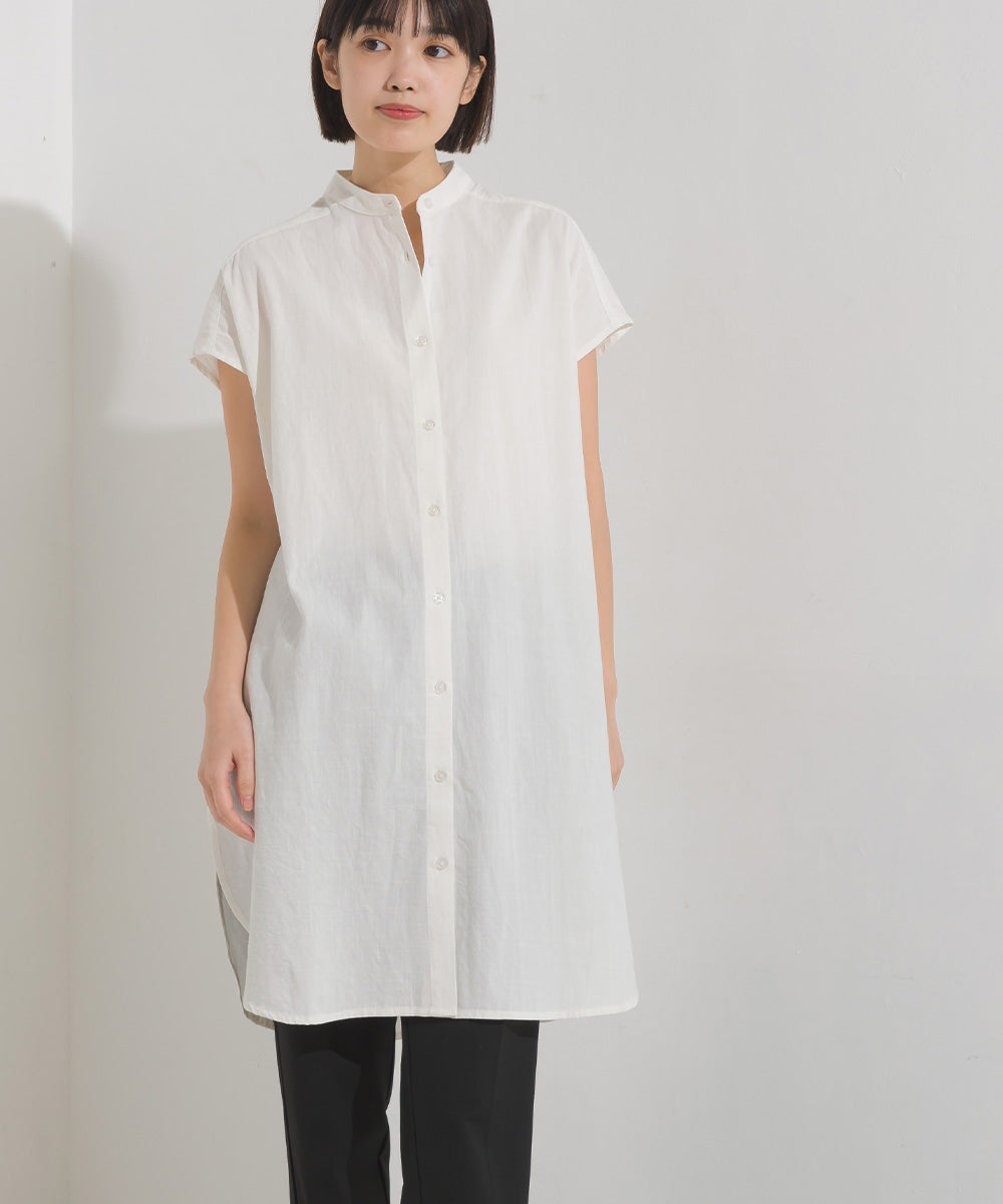 【OMNES】梨地 レイヤードシャツセットフレンチスリーブワンピース【7122-9078】