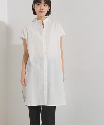 【OMNES】梨地 レイヤードシャツセットフレンチスリーブワンピース【7122-9078】