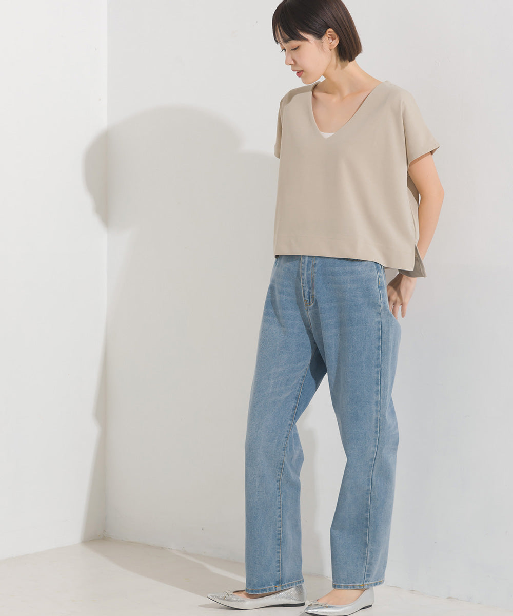 【OMNES】梨地 レイヤードシャツセットフレンチスリーブワンピース【7122-9078】
