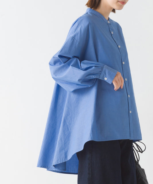 【OMNES】製品洗いコットンブロード 長袖フレアシャツ【7123-4169】