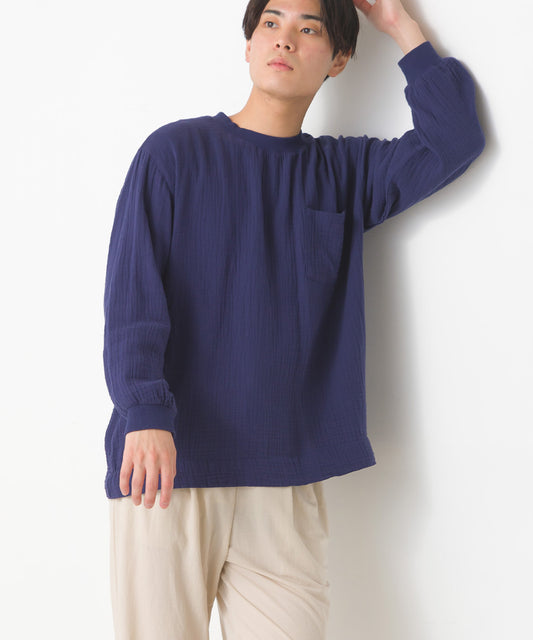 【hbC】【OMNES】メンズダブルガーゼポケット付き長袖Tシャツ【7123-4179】