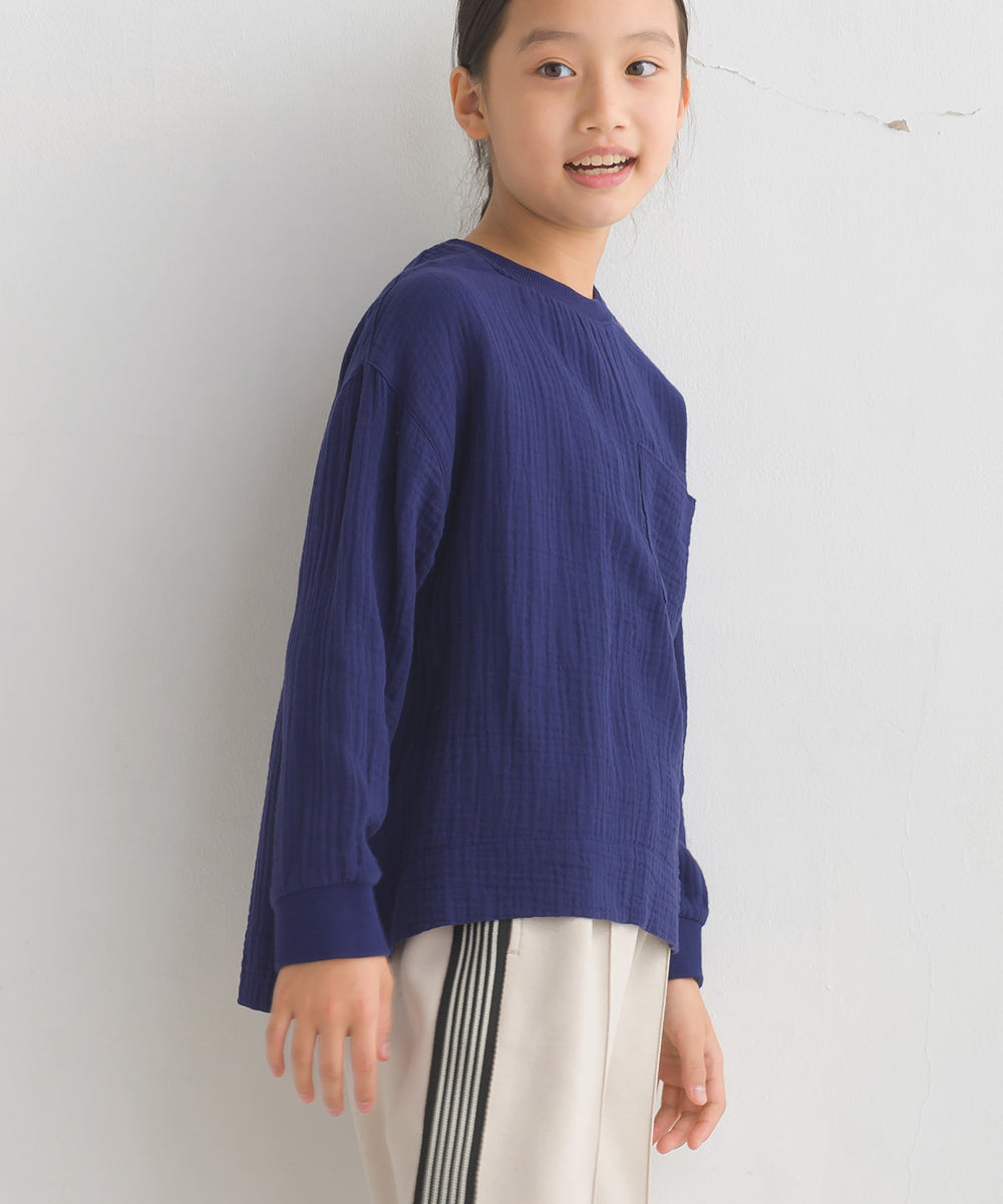 OMNES】キッズ ダブルガーゼ ポケット付き長袖Tシャツ【7123-4180】