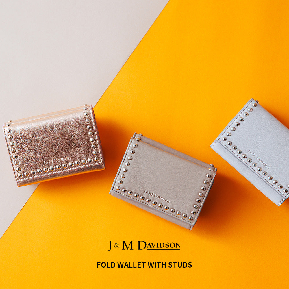 【J&M DAVIDSON】ジェイアンドエム デヴィッドソン FOLD WALLET WITH STUDS フォールド ウォレット ウィズ スタッズ ミニ財布 SFLW-1XX-SCXX 三つ折り ミニウォレット 並行輸入品【9902-22009】