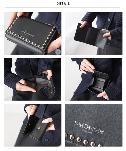 【J&M DAVIDSON】ジェイアンドエム デヴィッドソン FOLD WALLET WITH STUDS フォールド ウォレット ウィズ スタッズ ミニ財布 SFLW-1XX-SCXX 三つ折り ミニウォレット 並行輸入品【9902-22009】