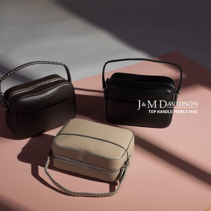 【J&M DAVIDSON】ジェイアンドエム デヴィッドソン TOP HANDLE PEBBLE MINI トップ ハンドル ぺブル ミニ スタッズ 横型ポシェット ショルダーバッグ ハンドバッグ SFLW-1XX-SCXX SLLF-0XX-SCXX 並行輸入品【9902-22018】