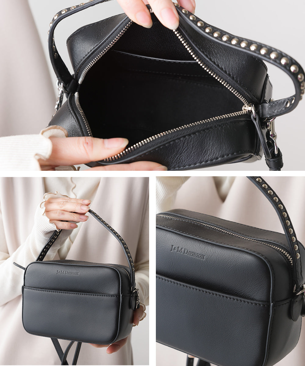 【J&M DAVIDSON】ジェイアンドエム デヴィッドソン TOP HANDLE PEBBLE MINI トップ ハンドル ぺブル ミニ スタッズ 横型ポシェット ショルダーバッグ ハンドバッグ SFLW-1XX-SCXX SLLF-0XX-SCXX 並行輸入品【9902-22018】