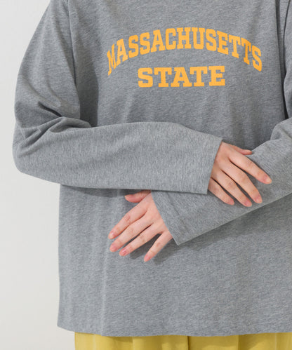 【OMNES】ロゴプリント長袖Tシャツ Massachusetts【A450005OMN】