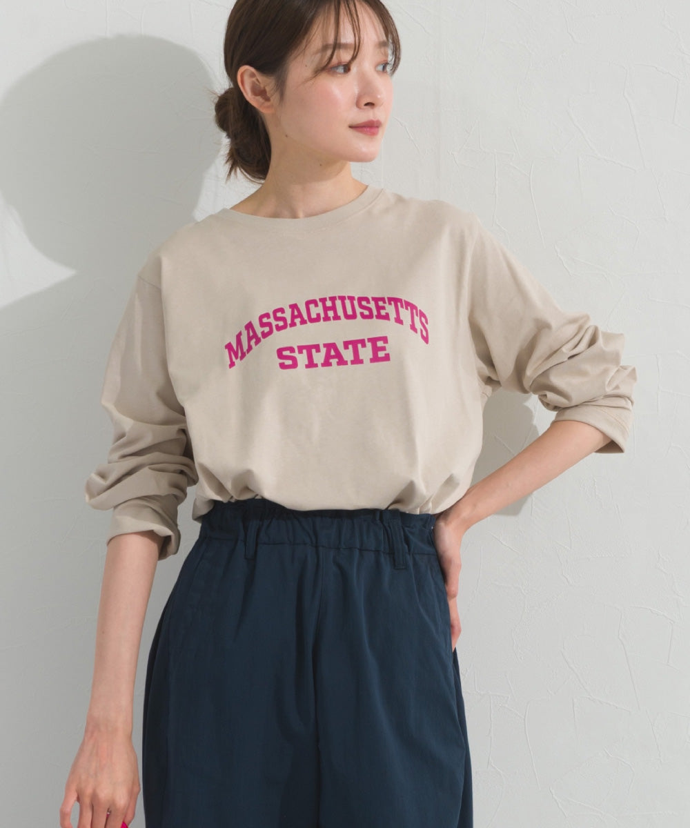 【OMNES】ロゴプリント長袖Tシャツ Massachusetts【A450005OMN】