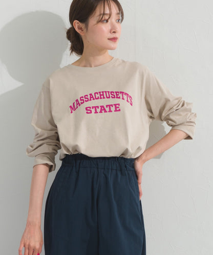 【OMNES】ロゴプリント長袖Tシャツ Massachusetts【A450005OMN】
