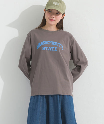 【OMNES】ロゴプリント長袖Tシャツ Massachusetts【A450005OMN】