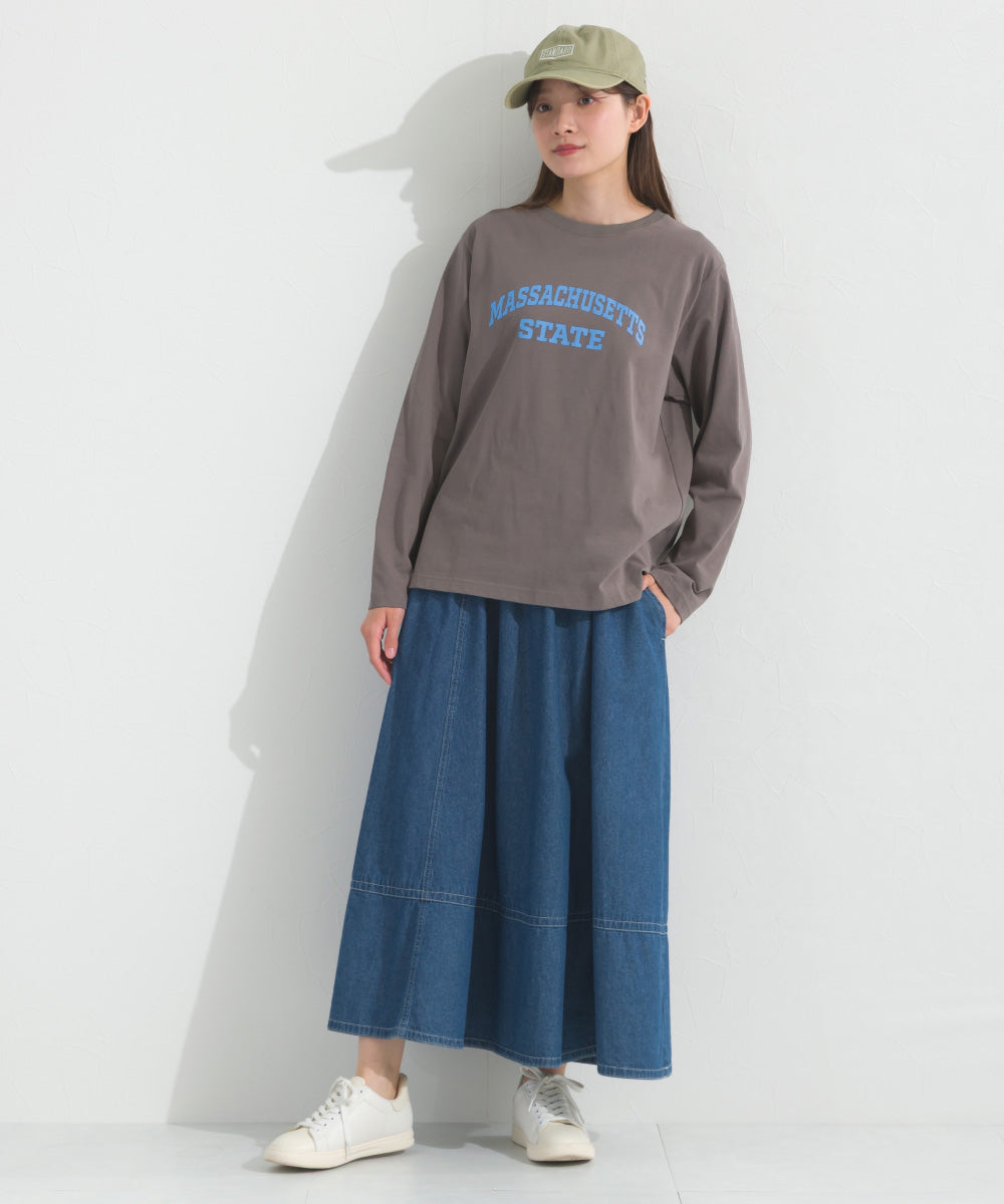 【OMNES】ロゴプリント長袖Tシャツ Massachusetts【A450005OMN】