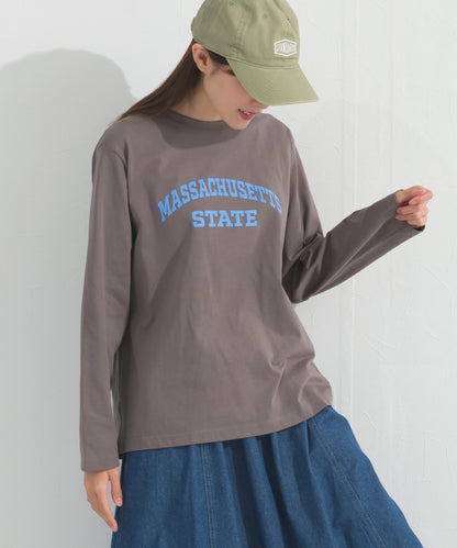 【OMNES】ロゴプリント長袖Tシャツ Massachusetts【A450005OMN】