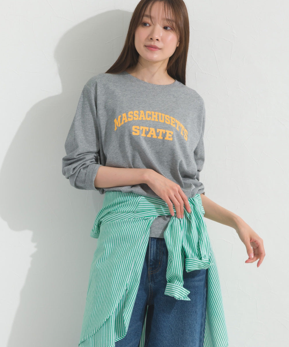 【OMNES】ロゴプリント長袖Tシャツ Massachusetts【A450005OMN】