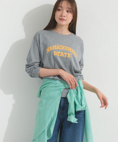 【OMNES】ロゴプリント長袖Tシャツ Massachusetts【A450005OMN】