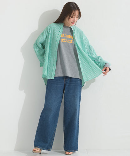 【OMNES】ロゴプリント長袖Tシャツ Massachusetts【A450005OMN】