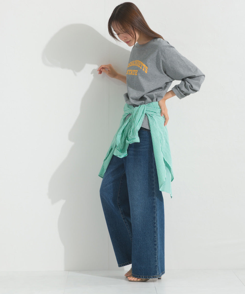 【OMNES】ロゴプリント長袖Tシャツ Massachusetts【A450005OMN】