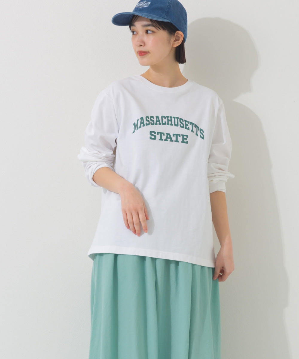 【OMNES】ロゴプリント長袖Tシャツ Massachusetts【A450005OMN】