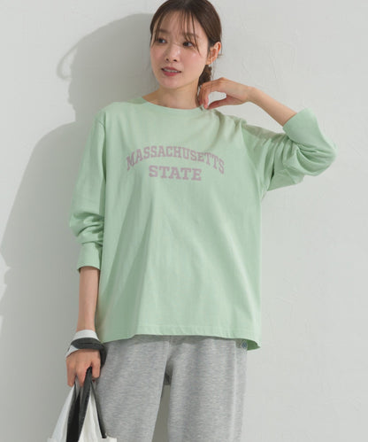 【OMNES】ロゴプリント長袖Tシャツ Massachusetts【A450005OMN】
