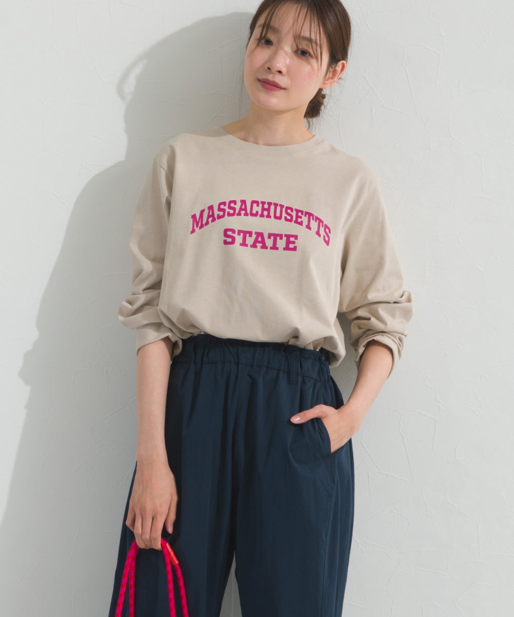 【OMNES】ロゴプリント長袖Tシャツ Massachusetts【A450005OMN】