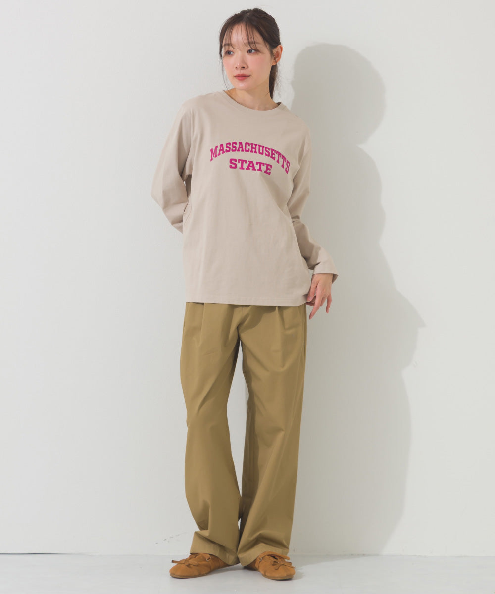 【OMNES】ロゴプリント長袖Tシャツ Massachusetts【A450005OMN】