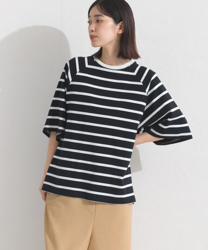 【OMNES】ボーダー半袖ドルマンTシャツ【A450006OMN】