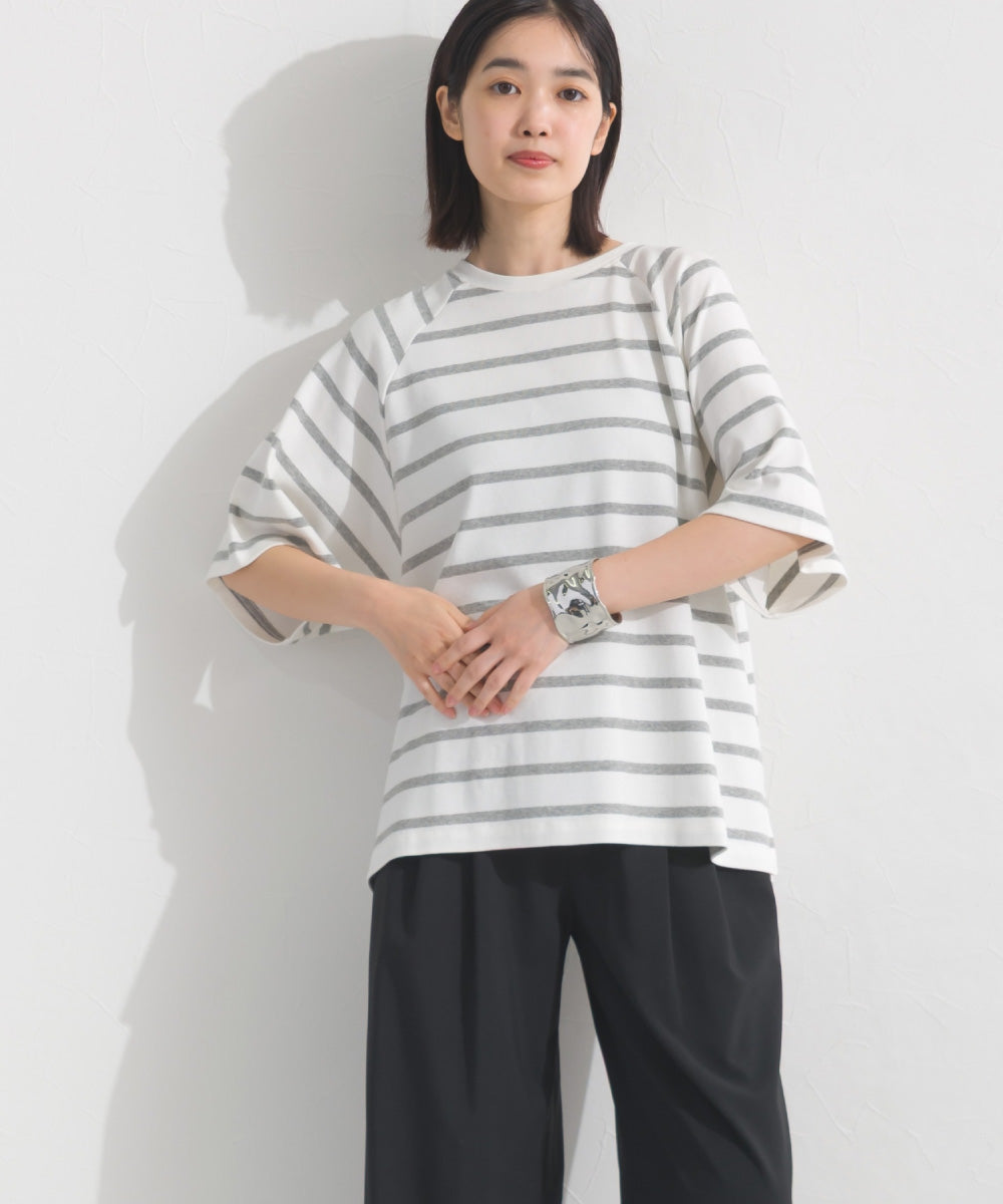 【OMNES】ボーダー半袖ドルマンTシャツ【A450006OMN】