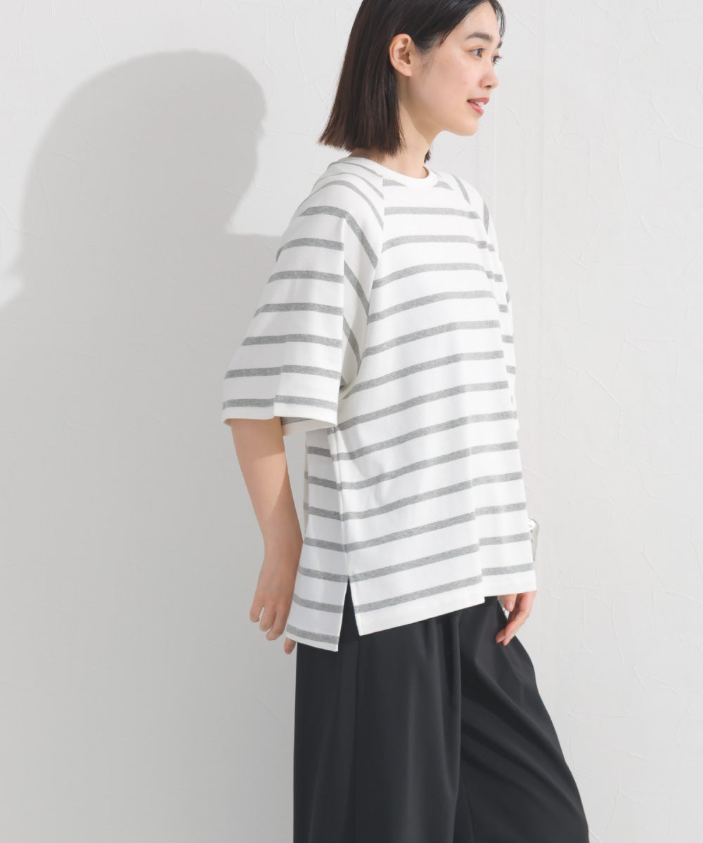 【OMNES】ボーダー半袖ドルマンTシャツ【A450006OMN】
