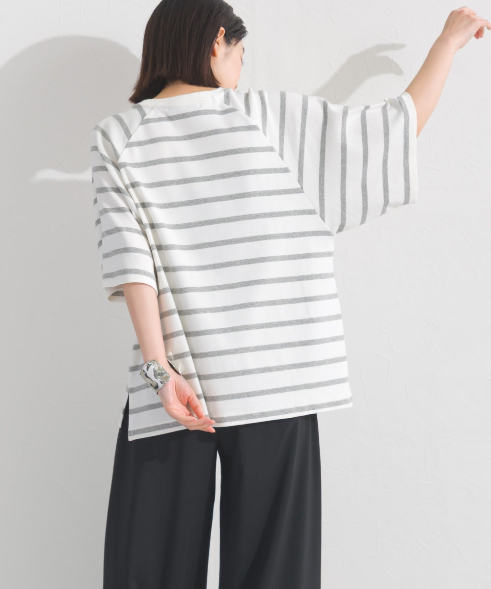 【OMNES】ボーダー半袖ドルマンTシャツ【A450006OMN】