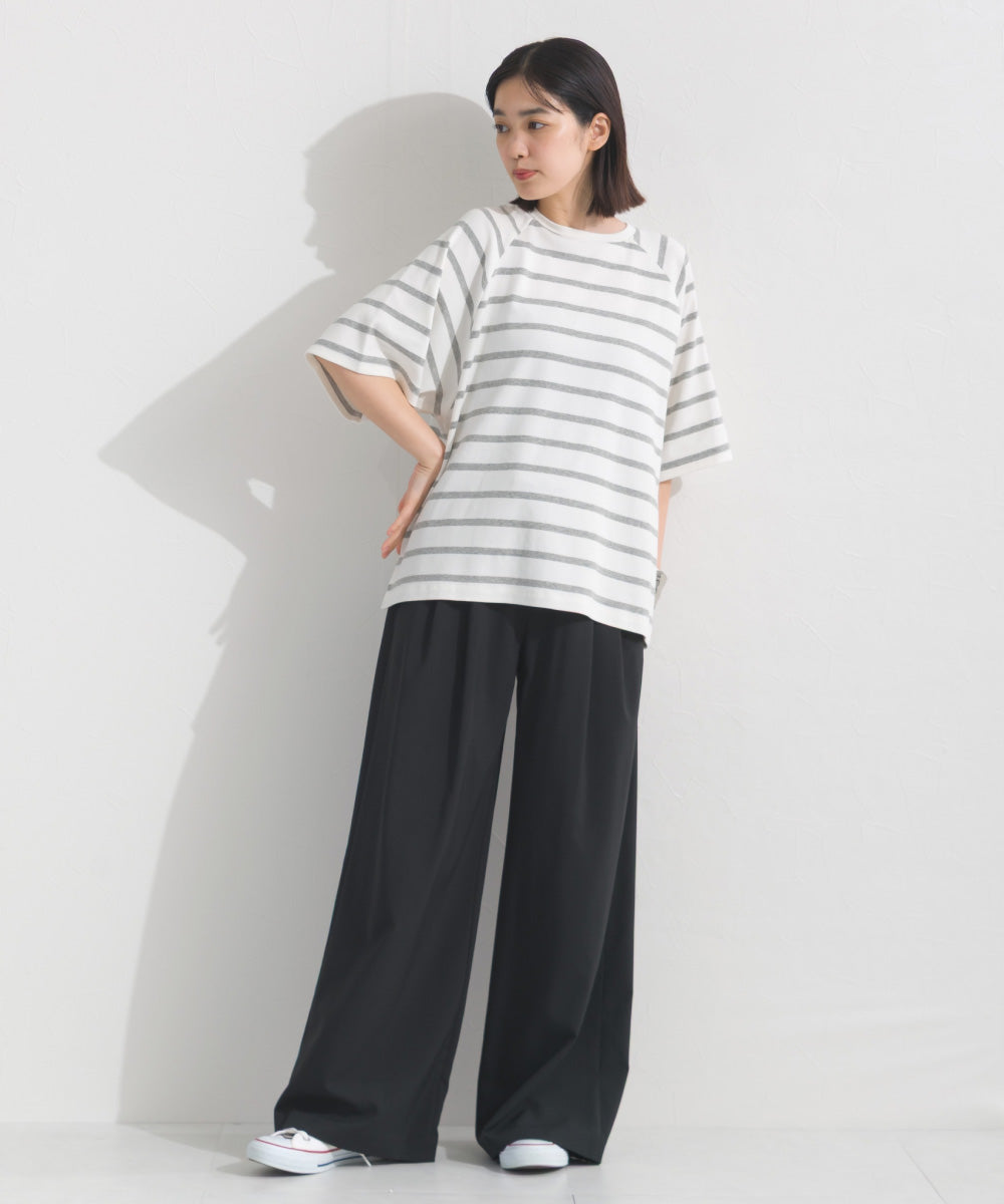 【OMNES】ボーダー半袖ドルマンTシャツ【A450006OMN】