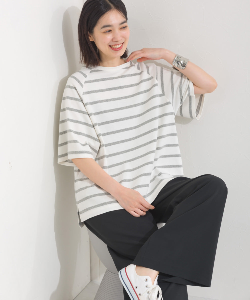 【OMNES】ボーダー半袖ドルマンTシャツ【A450006OMN】
