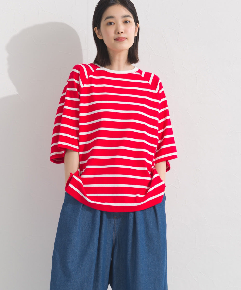 【OMNES】ボーダー半袖ドルマンTシャツ【A450006OMN】