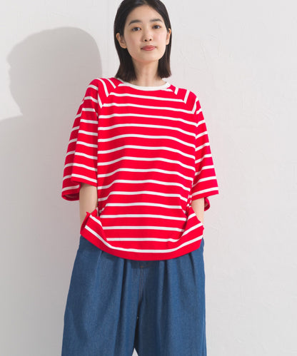 【OMNES】ボーダー半袖ドルマンTシャツ【A450006OMN】