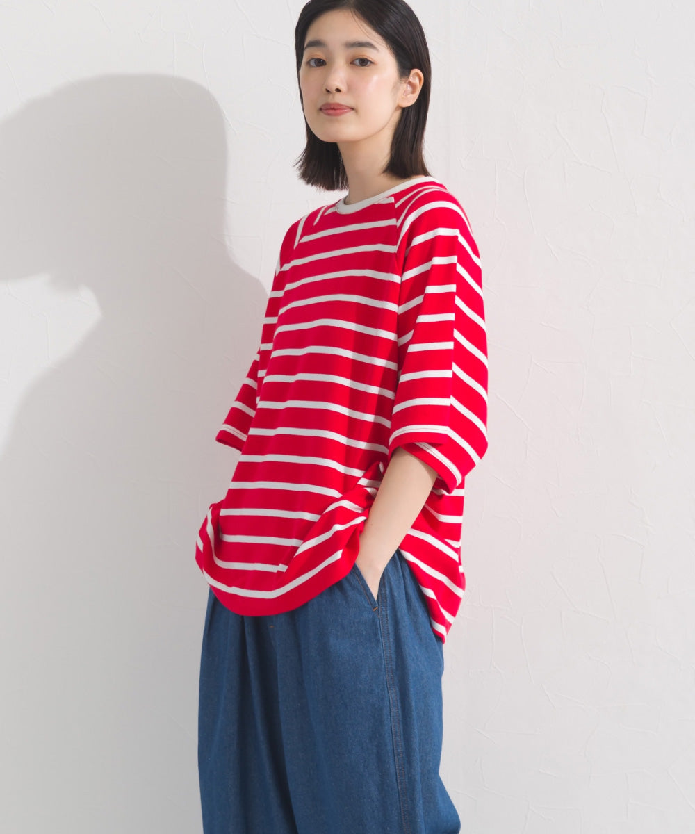 【OMNES】ボーダー半袖ドルマンTシャツ【A450006OMN】