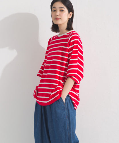 【OMNES】ボーダー半袖ドルマンTシャツ【A450006OMN】