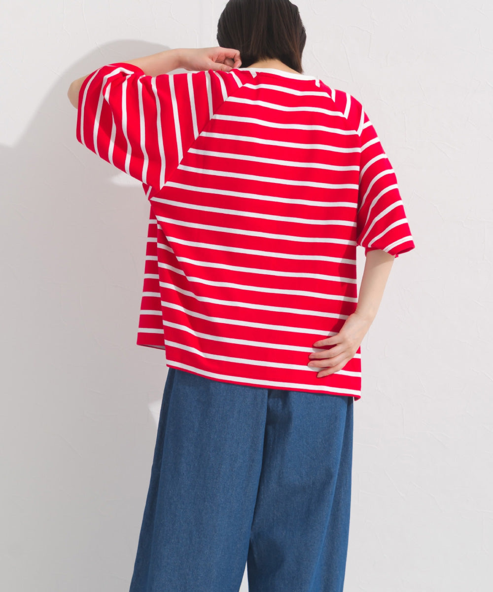 【OMNES】ボーダー半袖ドルマンTシャツ【A450006OMN】