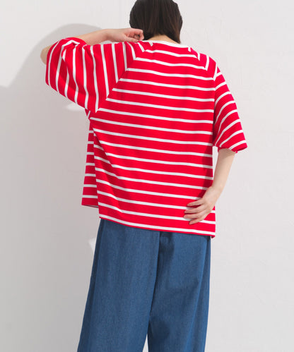 【OMNES】ボーダー半袖ドルマンTシャツ【A450006OMN】