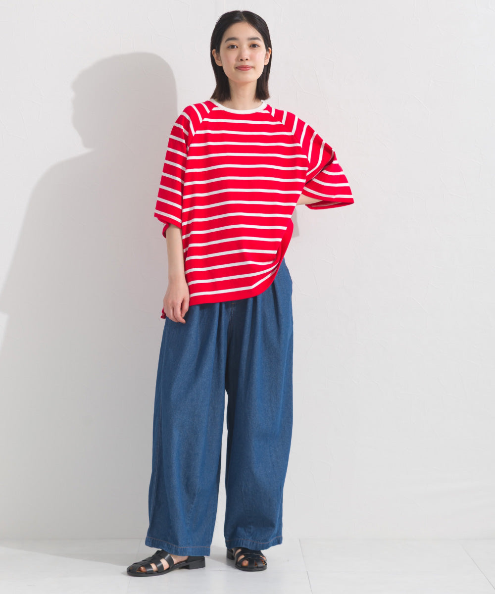 【OMNES】ボーダー半袖ドルマンTシャツ【A450006OMN】