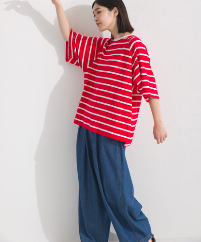 【OMNES】ボーダー半袖ドルマンTシャツ【A450006OMN】