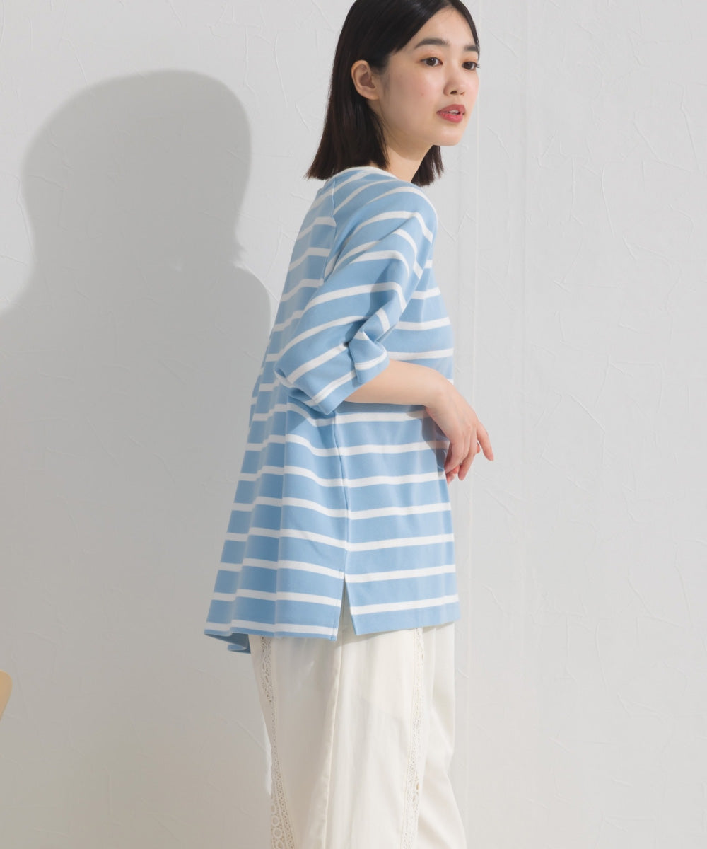 【OMNES】ボーダー半袖ドルマンTシャツ【A450006OMN】