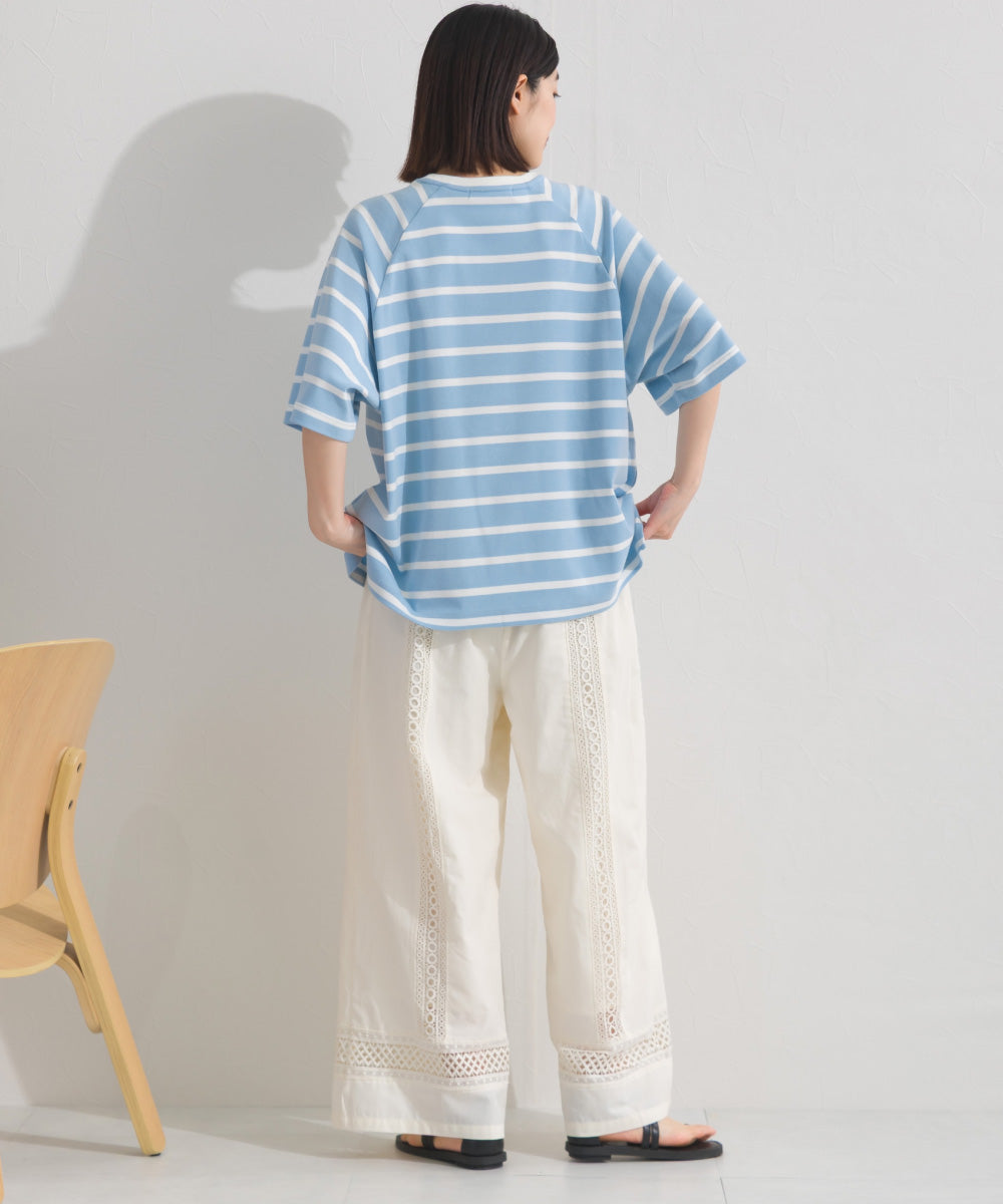 【OMNES】ボーダー半袖ドルマンTシャツ【A450006OMN】