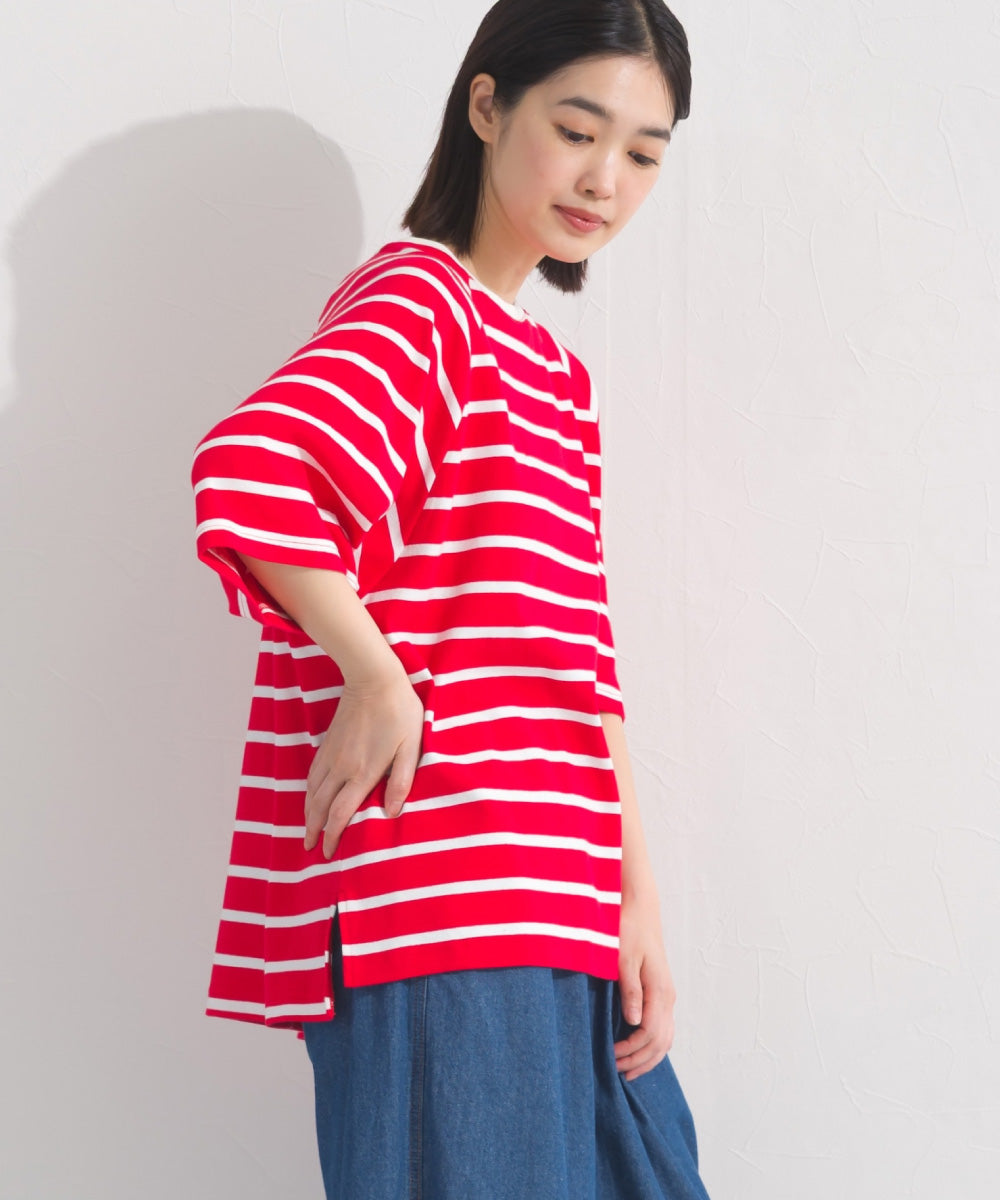 【OMNES】ボーダー半袖ドルマンTシャツ【A450006OMN】