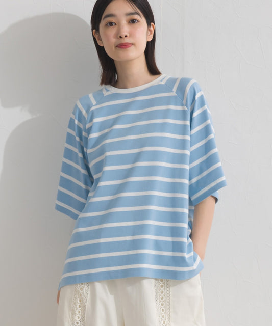 【OMNES】ボーダー半袖ドルマンTシャツ【A450006OMN】