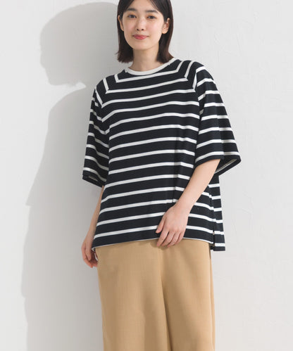 【OMNES】ボーダー半袖ドルマンTシャツ【A450006OMN】